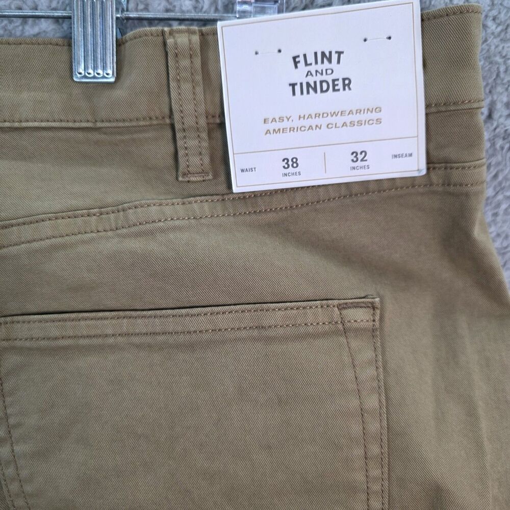 Flint and Tinder 365 Straight Fit Khaki Performance Stretch Jean Pants 38x32 NEW - Picture 9 of 12